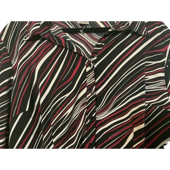 Vintage Fred David Woman Womens Blouse Button Up Shirt 3X Red Black White 3/4 Sl - Picture 8 of 9
